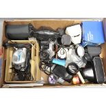 A Selection of Various Cameras & Accessories, including Canon AE-1, Panasonic VDR-D100 and more (a
