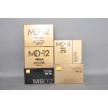 A Selection of Nikon Motor Drives, including MD-12 (2), MBD12, MD-4 and MB-40, all in maker's