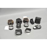 A Small Selection of Various Accessories, including Rollei 4x4 lens hood, Minolta fine focus