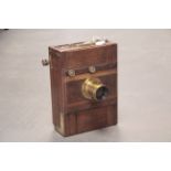 An Unmarked Continental Wooden Tailboard Camera, with Auzoux & Co. Rectilinear No.2 Waterhouse
