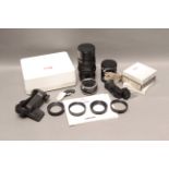 A Selection of Various Leica Accessories, including Macro-Elmarit-R f/4 100mm, right angle
