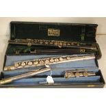 Flute, Boosey & Hawkes Regent in reasonable condition plus an incomplete bakelite flute. Rudall,