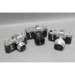 Three Zenit 3M SLR Cameras, including an anniversary model 1917-1967 (3)