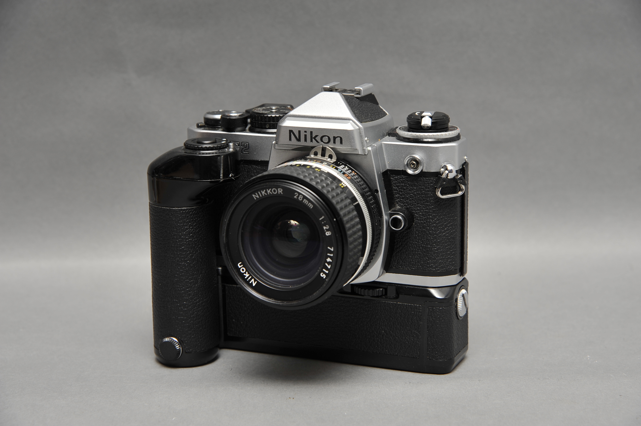 A Nikon FE2 SLR Camera, with Nikkor f/2.8 28mm lens