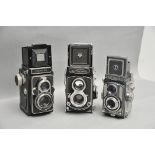 A Minolta Autocord TLR Camera, together with Yashica-44 and Zeiss Ikon Ikoflex (3)
