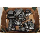 A Selection of Various SLR Cameras, including Canon EOS 500, with EF f/1.8 50mm lens, Canon T80