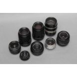 A Small Selection of Various Lenses, including Carl Zeiss Flektogon f/2.4 35mm, Carl Zeiss Jena MC