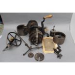 A Golden Fleece Circular Sock Knitting Machine, complete with various accessories and original