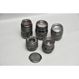 A Selection of Various Lenses, including Rolleinar-MC f/2.8 28mm, Carl Zeiss Jena f/3.5 135mm and