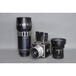 A Zenith 80 Medium Format Camera, with Industar-29 f/2.8 80mm, MIR-3 f/3.5 65mm and Tayir-33 f/4.5