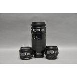 Three Nikkor AF Lenses, including f/2.8 28mm, f/1.8 50mm and f/4 70-210mm (3)