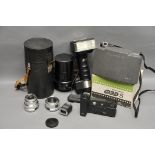 A Selection of Various Lenses & Accessories, including Voigtländer Dynaron f/4.5 100mm, Nikon MD-15,