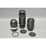 Three Nikon Lenses, including AF Nikkor f/4.5-5.6 75-300mm, AF Nikkor f/4-5.6 70-210mm and Nikkor-