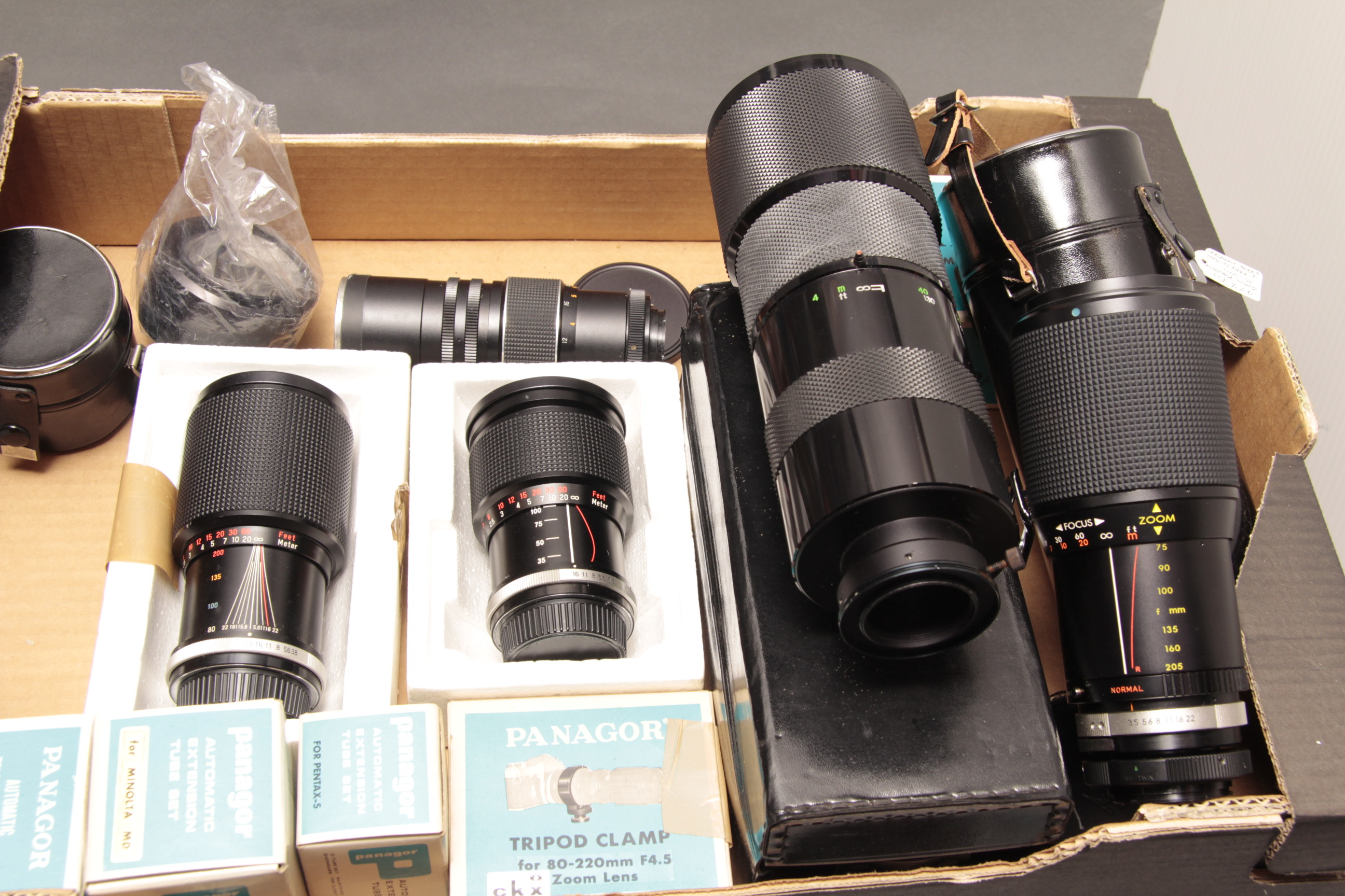 Panagor Zoom Lenses, 35-100mm, 80-200mm and 75-205mm samples, a Sigma 600mm mirror lens and more