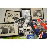 The Who, three posters, two framed and glazed stageB/W photograph with Keith Moon, 30" X 20",