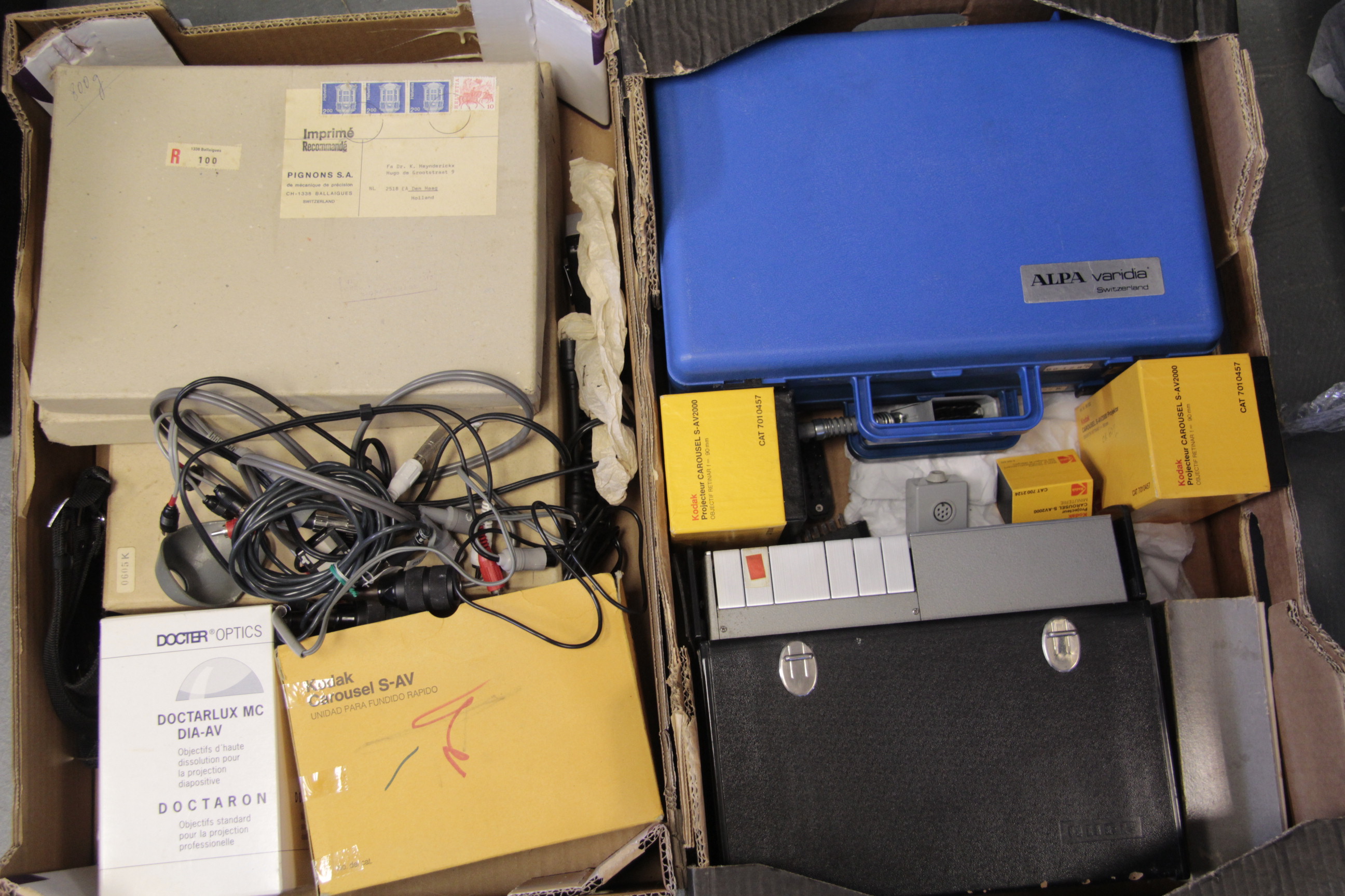 Projection Equipment, including Alpa controls, Kodak Carousel items, a Uher 4200 tape recorder and