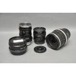 A Selection of Medium Format Lenses, including Nikkor-Q f/3.5 135mm, Jena f/2.8 180mm, MIR -38B f/