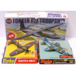 Dinky Aircraft, 741 Spitfire MKII, 722 Hawker Harrier and an A05003 Airfix Fokker F.27 '