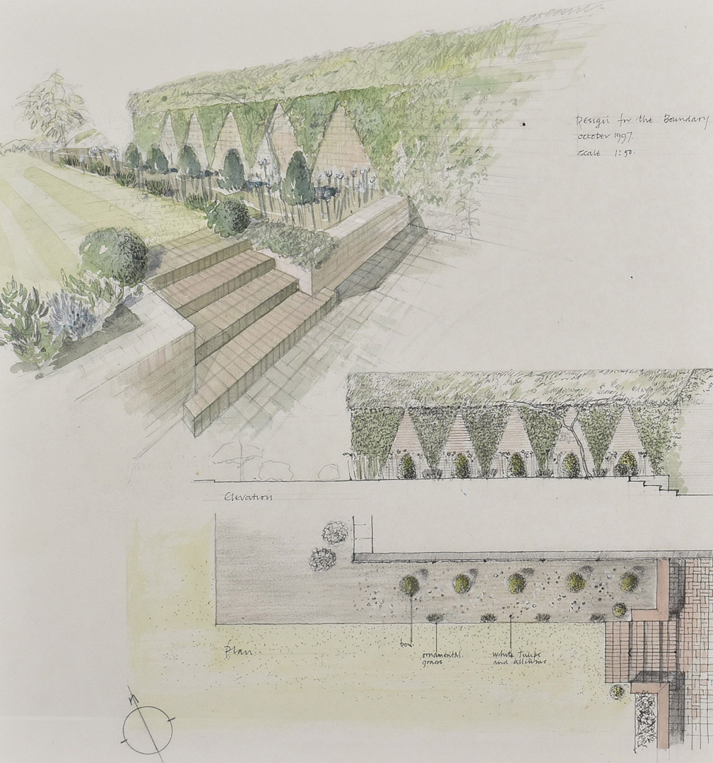 David Landaw (1915-2015), architectural interior design with Barcelona chairs in graphite and - Image 2 of 4