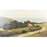 William Henry Borrow (act.1863-1901), oil on canvas landscape, Cornish coastal scene with
