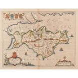 'Vectis Insula Anglice The Isle of Wight' by Johannes Blaeu, a hand coloured map engraved c.1645;