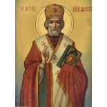 A late 19th century rendering of a St. Nicholas of Myra icon, after an example from the St. George
