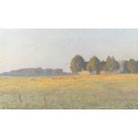 Gustav Adolf Clemens (Danish 1870-1918), oil on canvas landscape 'Evening over Cornfields',