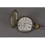 An Edward VII silver half hunter fob watch, by S.Smith & Sons, London 1902 with white dial, Roman
