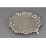 A silver plated oval twin handled tray, with a grape and vine border 56cm, also a Victorian silver