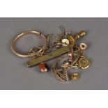 A small quantity of 9ct gold, including a ladies watch strap, a 19th century posy ring (af) a