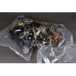 Six large bags of costume jewellery, including bangles, beads, necklaces, brooches and much more