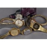 A group of six ladies wristwatches, including Seiko, Sekonda, Oris and H.Samuels, most yellow