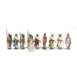 Solid lead marching Assyrians spearmen (9), probably converted from Mignot castings, a Mignot