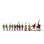 Mignot recent production 3 pce Spahi colour party set, 12 pce marching set, 12 pce 1914 Line