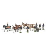 Britains boxed set 28 Mountain Artillery, 1920 version, generally G, 1 mule F, box F, 1 mule missing