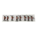 Britains loose set 7 the Royal Fusiliers, 1910 box pack version tied to an unrelated card, c/w