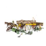 Charbens rare boxed Log Wagon with Two Men, diecast wagon and horses with lead men, G in G box,