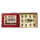 Britains set 79 Landing Party with Gun, restrung into original ROAN box, VG in F box, 2 ORs not