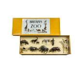 Britains set 11Z Britains Zoo, restrung into flat Britains Zoo picture label box, VG in G box,