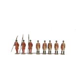 Britains loose State Coach Attendants from set 1476, circa 1937, complete set of 18 pcs, generally