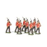 Britains boxed set 213 Highland Light Infantry, unstrung, F-G, box G, most with chips, box