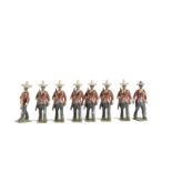 Britains boxed set 186 Mexican Soldiers, 1920s version loose in Whisstock box, G-VG in VG box, 1
