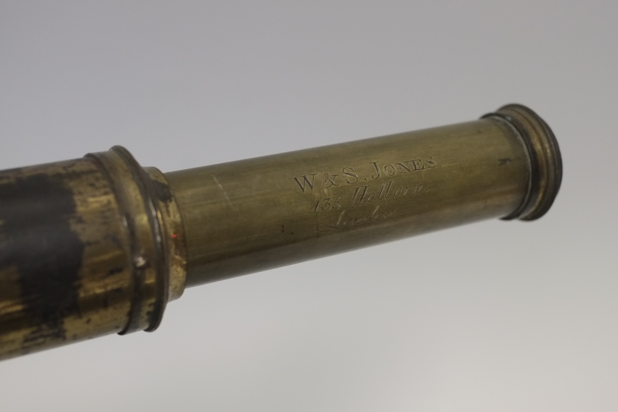 An early 19th Century W& S Jones lacquered brass 2in Refracting Telescope, with tapering body - Image 2 of 2