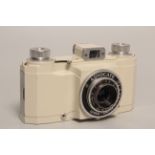 An Ilford Advocate Series 2 Camera, white, serial no. 1919W-6529, with Wray Lustrar f/3.5 35mm lens,