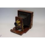 A J. Lancaster & Sons 1896 Instantograph Mahogany Field Camera, 8½ × 6½, with unmarked f/8 brass