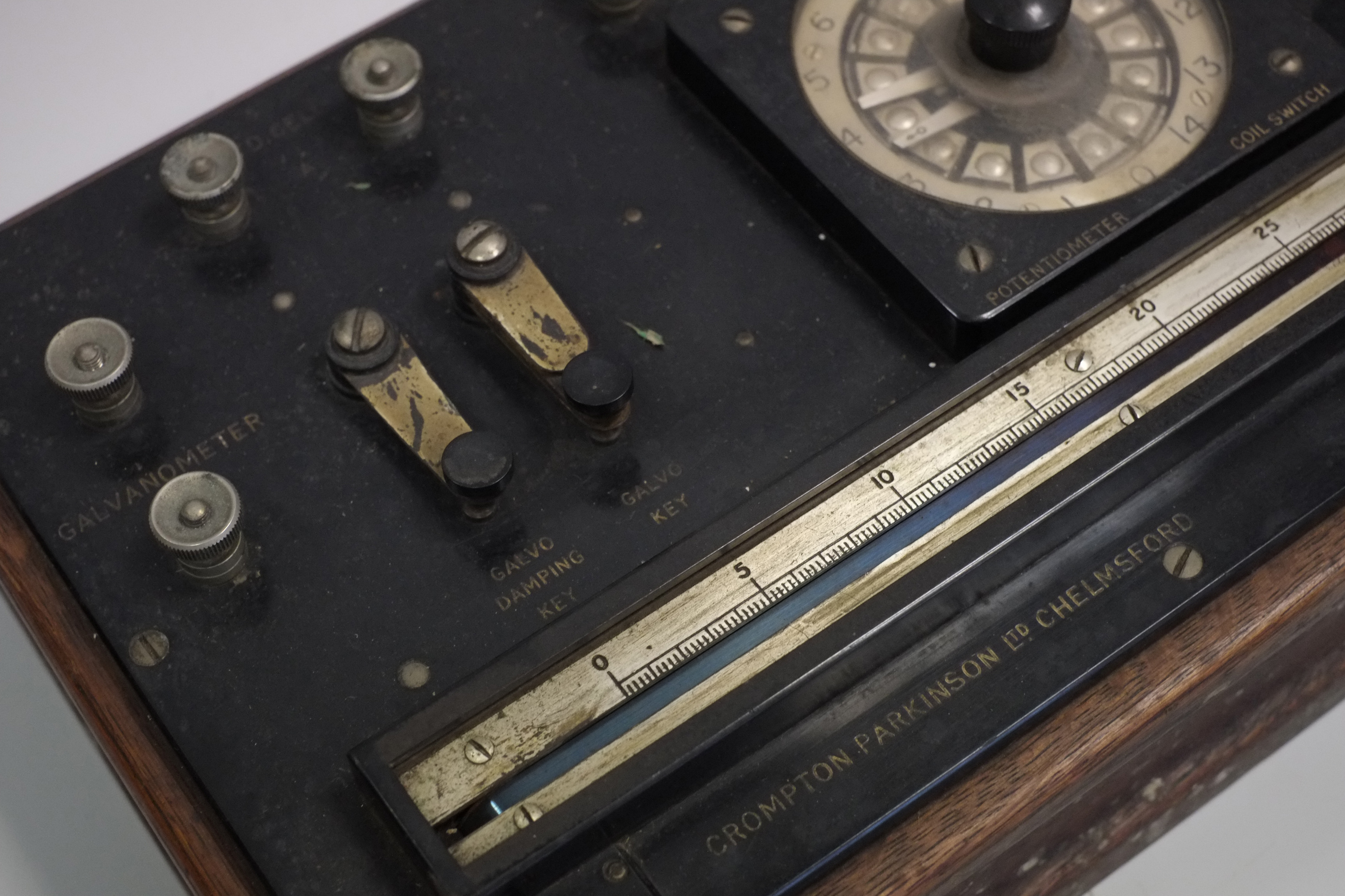 A Crompton Parkinson Potentiometer No 1176, with four glazed silvered dials and adjustable scale, - Image 3 of 3