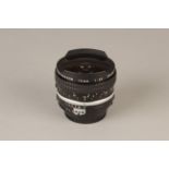 A Nikon Fisheye-Nikkor AI f/3.5 16mm Lens, black, serial no. 290164, body, VG, elements, VG,