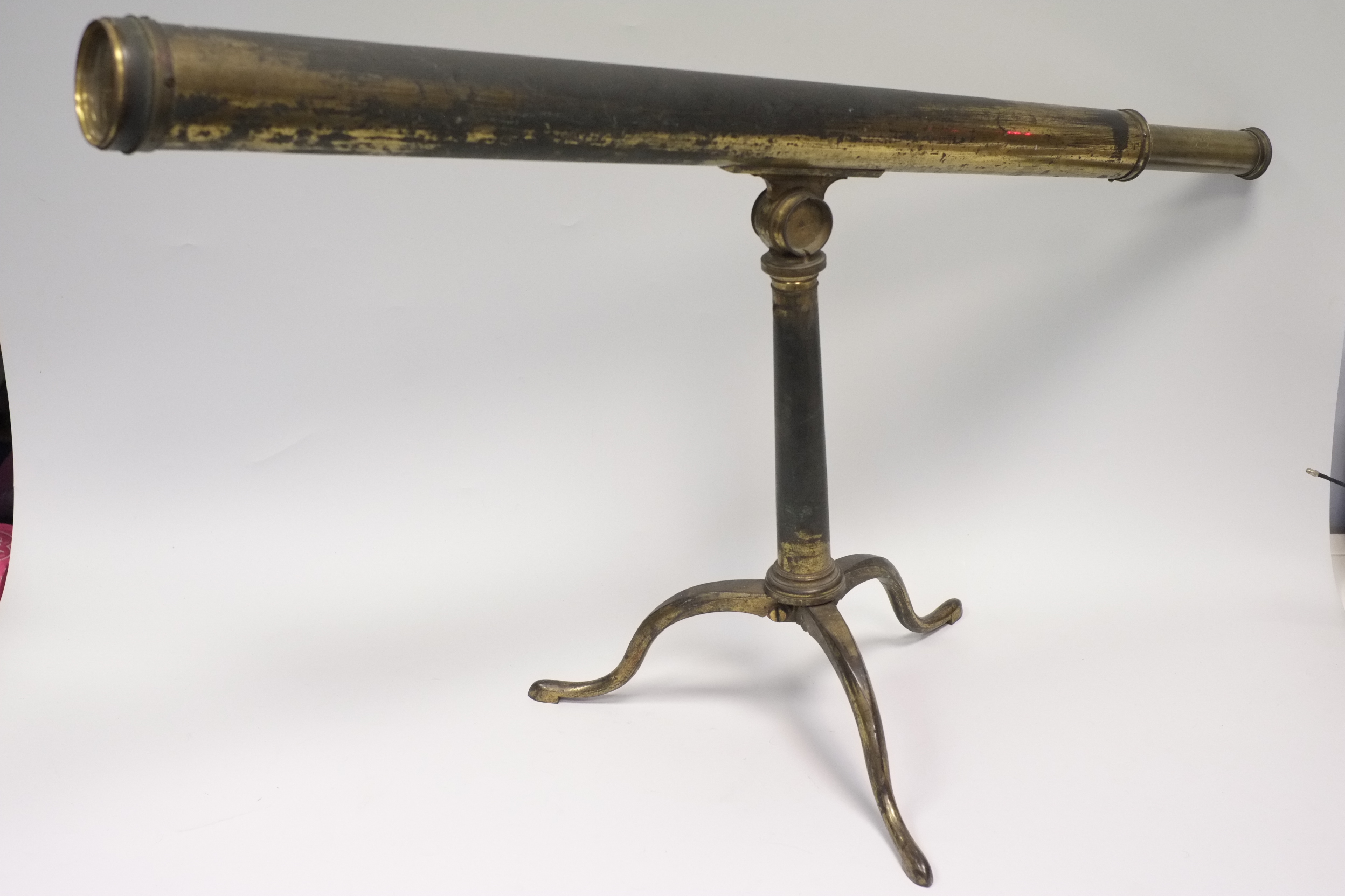 An early 19th Century W& S Jones lacquered brass 2in Refracting Telescope, with tapering body