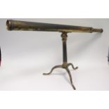 An early 19th Century W& S Jones lacquered brass 2in Refracting Telescope, with tapering body