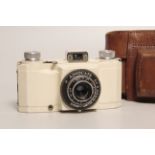 An Ilford Advocate Series 1 Camera, white, serial no. 1919-4623W, with Wray Lustrar f/3.5 35mm lens,
